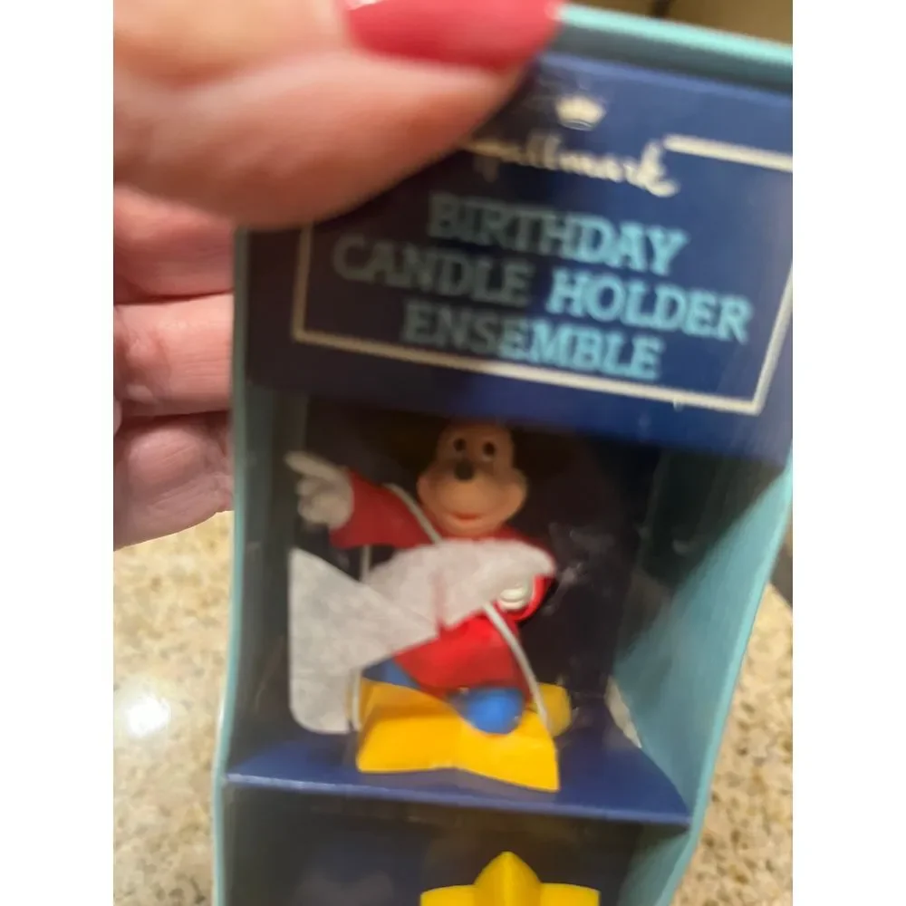 NEW Vintage 1982 Hallmark Mickey Mouse Birthday Candle Holder‎ Ensemble